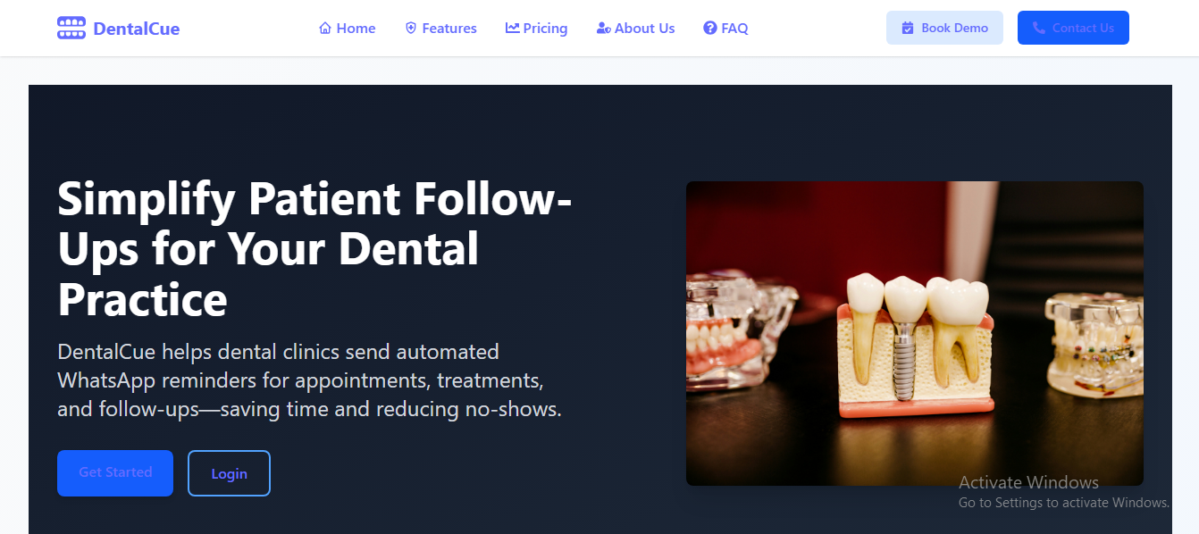 DentalCue Clinic Management SaaS with automated WhatsApp reminders